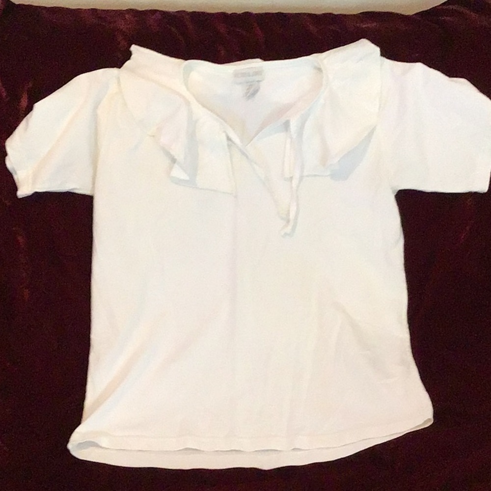 Flounced collared tee.  100% cotton